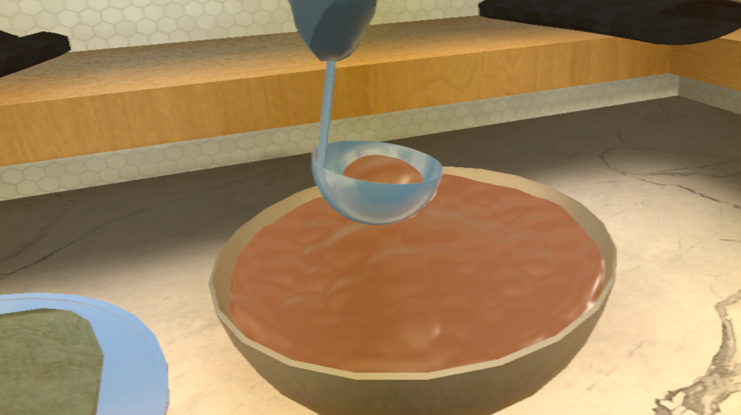 VR Pizza Making Simulator: Sauce in Ladle